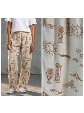 Maison d’Amelie Linen Blend Printed Pants M Coastal